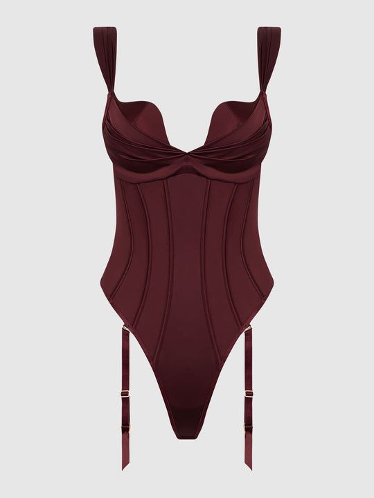 Brigeta Satin Draped Push Up Teddy from Love It Curvy