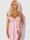 Brigeta Satin & Mesh Corsetted Babydoll & G-String Set from Love It Curvy