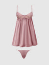 Brigeta Satin & Mesh Corsetted Babydoll & G-String Set from Love It Curvy