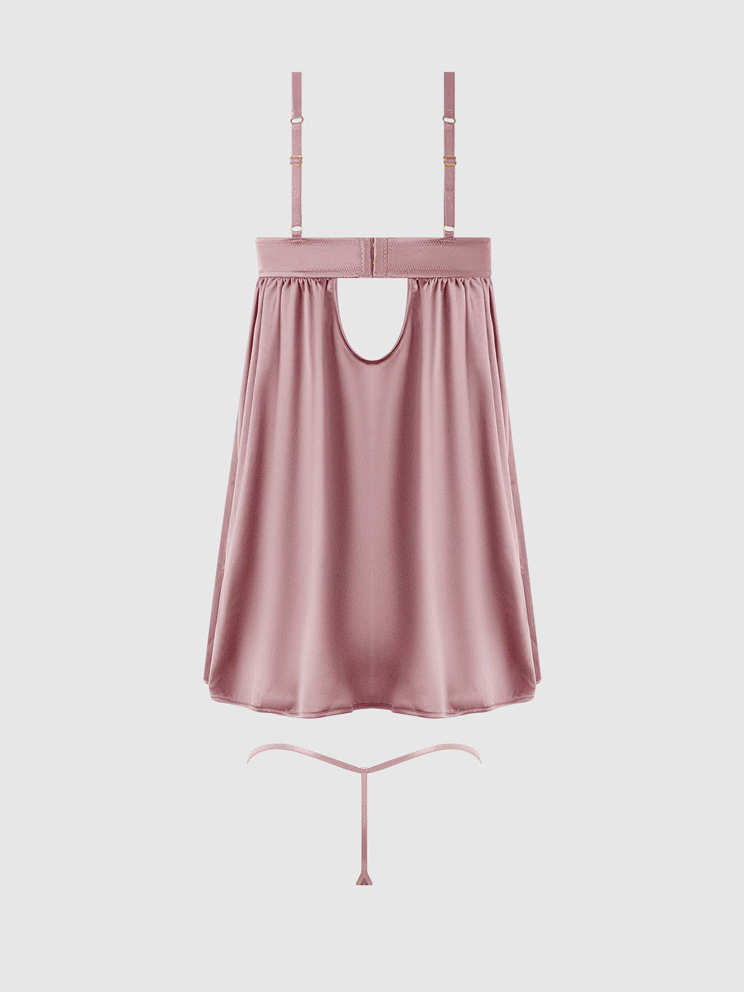 Brigeta Satin &amp; Mesh Corsetted Babydoll &amp; G-String Set from Love It Curvy