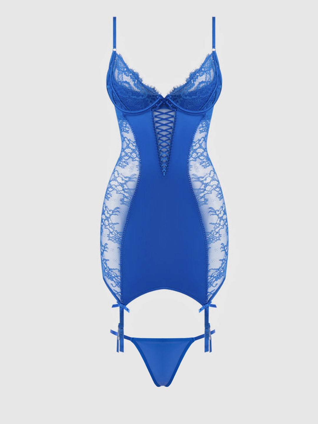 Madeline Satin &amp; Lace Chemise &amp; G-String Set from Love It Curvy