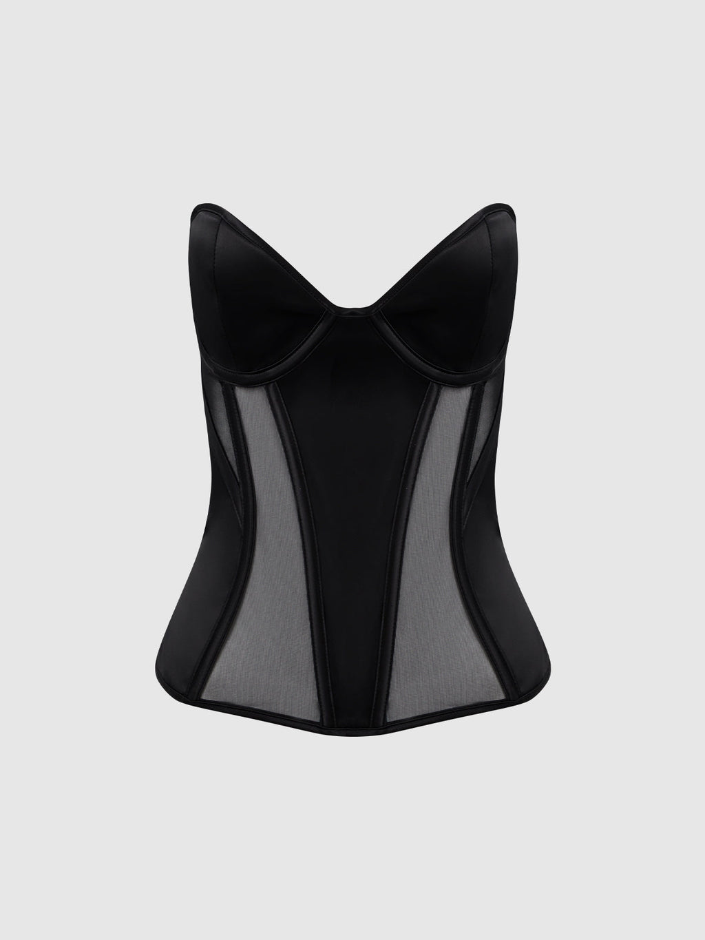 Juliet Satin & Mesh Plunge Underwire Corset from Love It Curvy