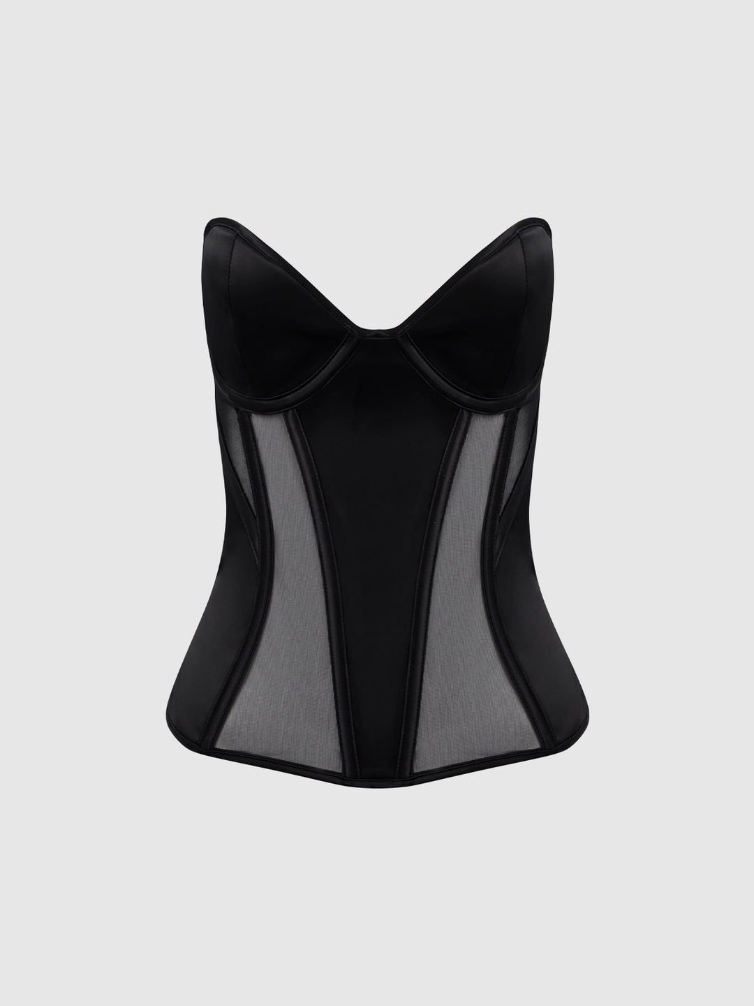 Juliet Satin &amp; Mesh Plunge Underwire Corset from Love It Curvy