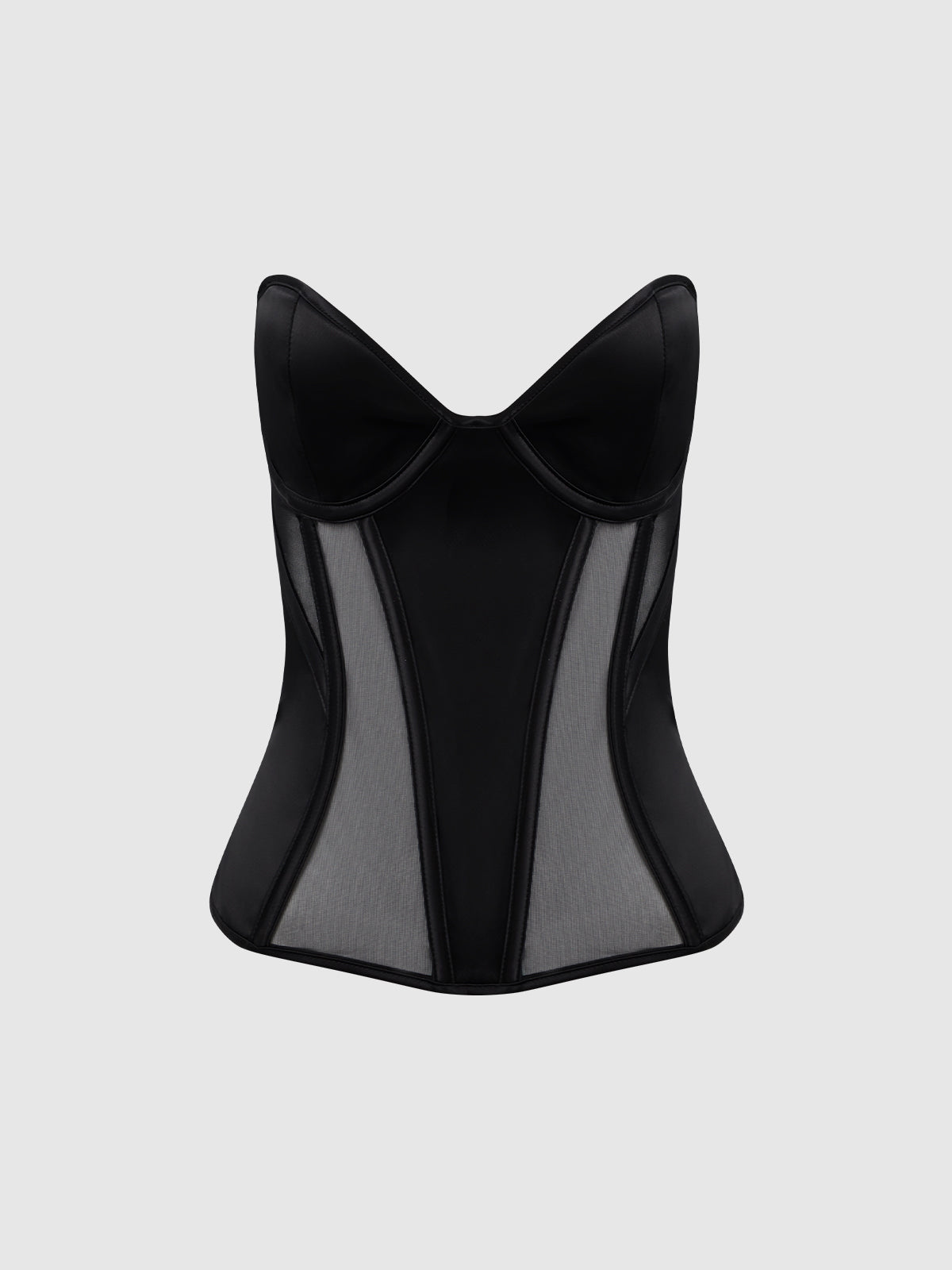 Juliet Satin & Mesh Plunge Underwire Corset from Love It Curvy