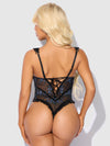 Harper Embroidered Mesh & Ruffle Teddy from Love It Curvy