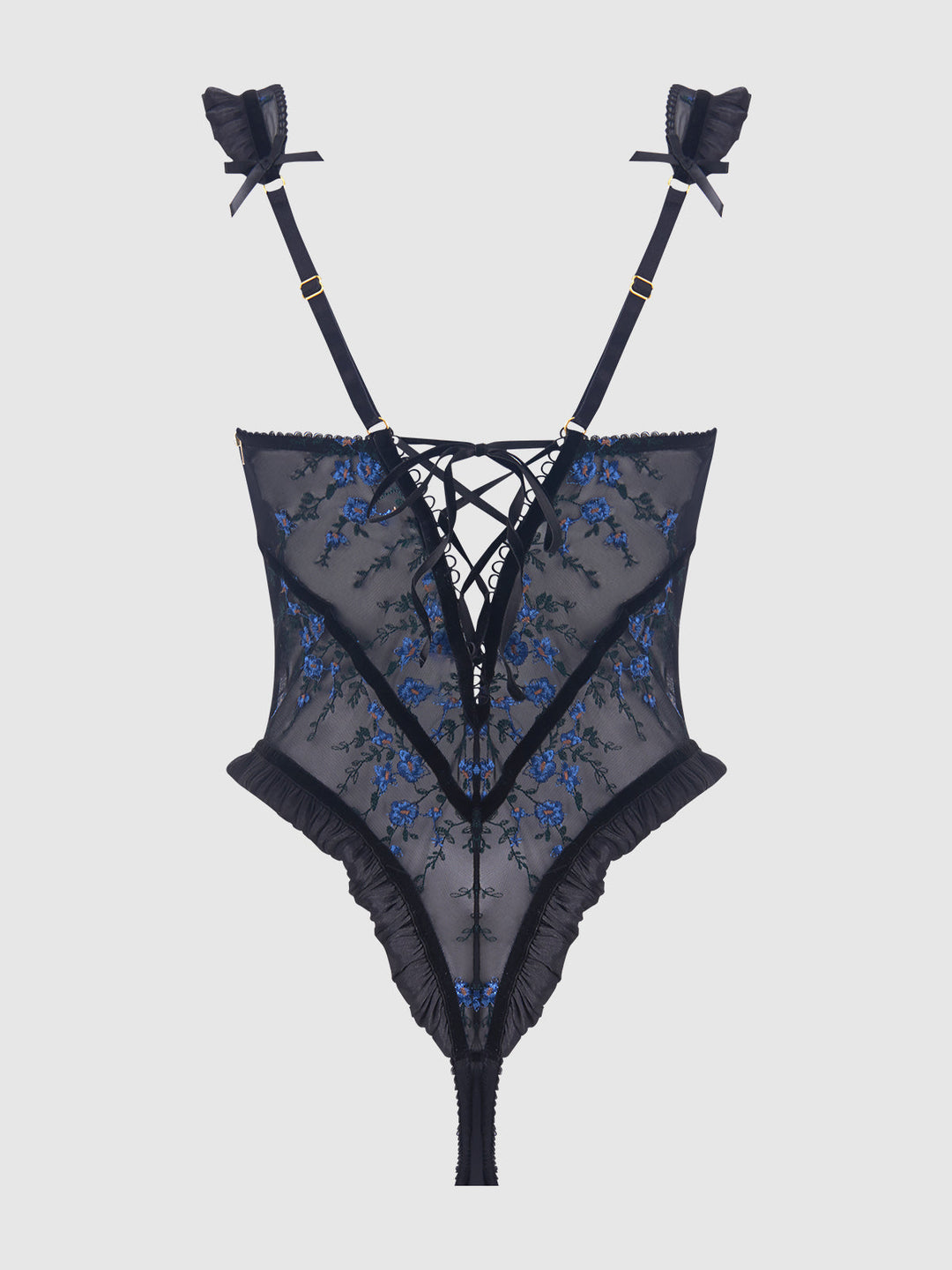 Harper Embroidered Mesh &amp; Ruffle Teddy from Love It Curvy