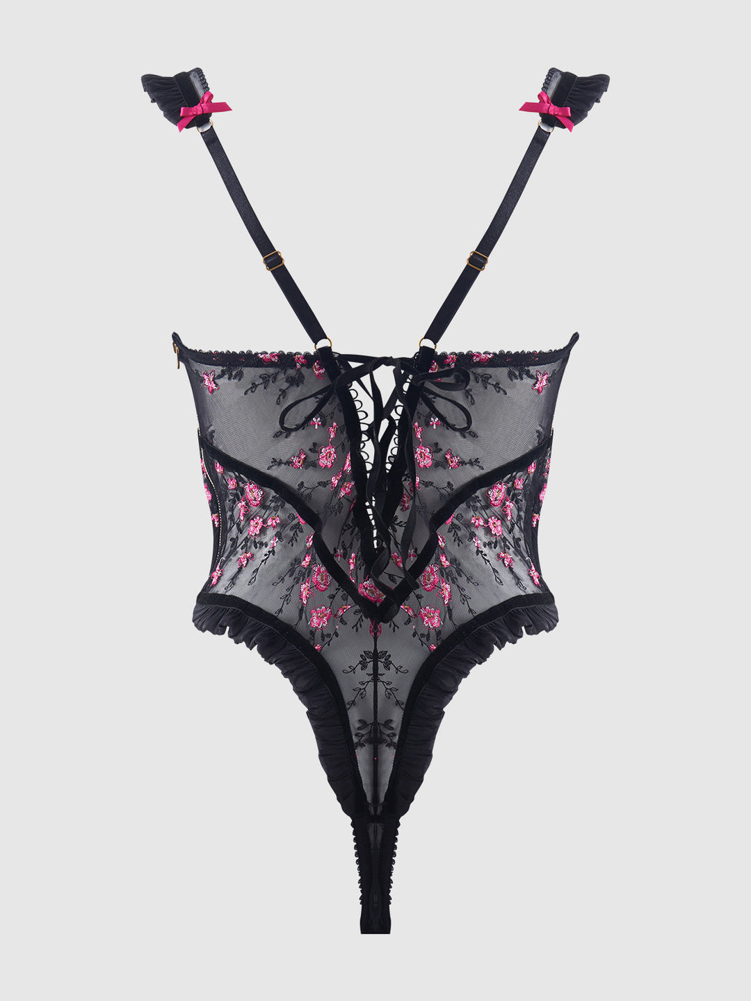 Harper Embroidered Mesh &amp; Ruffle Teddy from Love It Curvy