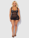Harper Embroidered Mesh Side Cinch Chemise & G-String Set from Love It Curvy