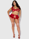 Marilyn Marabou & Mesh Openable Bra, Garter, & G-String Set from Love It Curvy