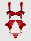 Marilyn Marabou & Mesh Openable Bra, Garter, & G-String Set from Love It Curvy