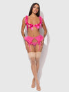 Marilyn Marabou & Mesh Openable Bra, Garter, & G-String Set from Love It Curvy