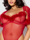 Love It Curvy Marilyn Marabou & Mesh Bell-Sleeved Bodysuit