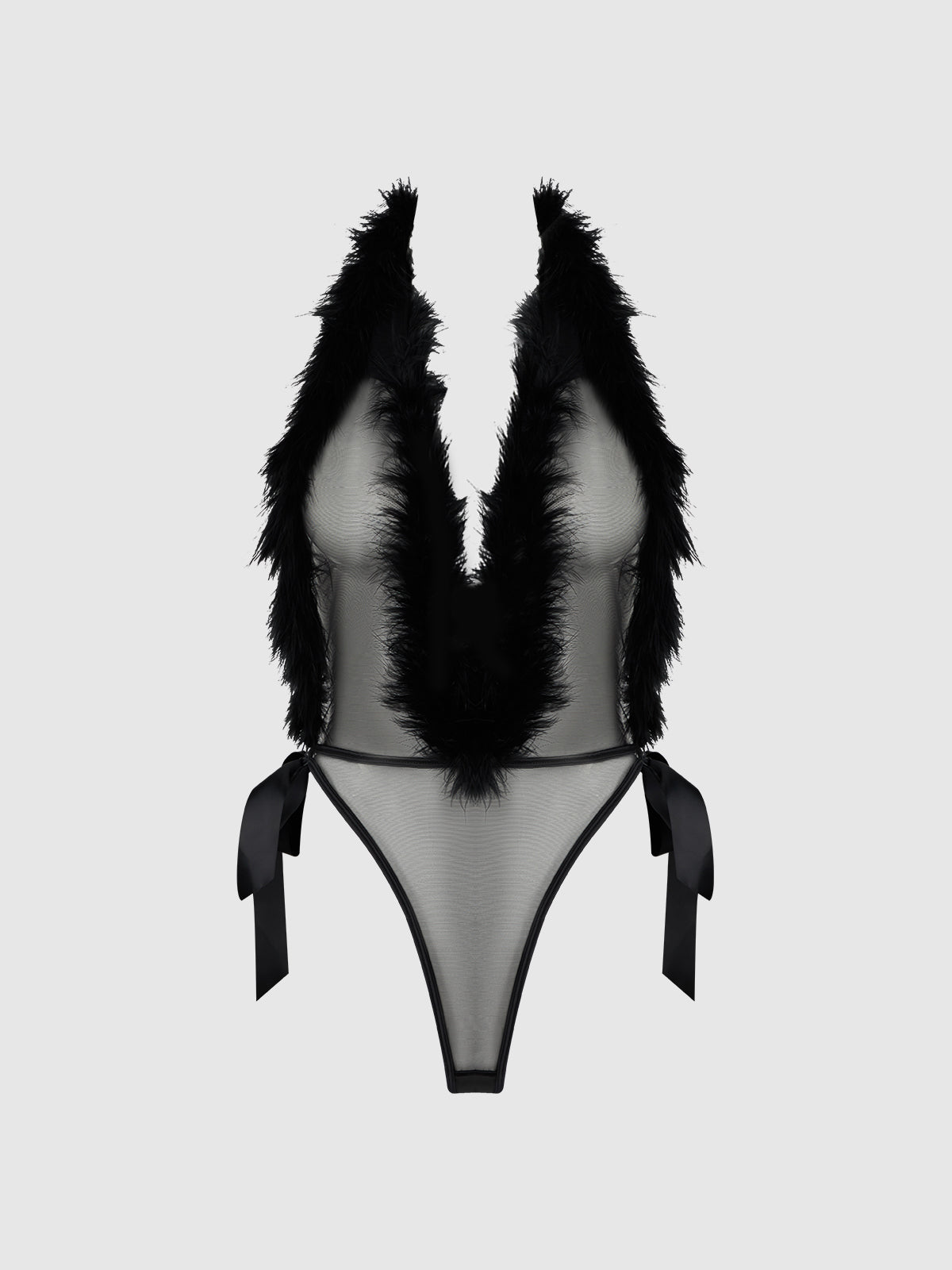 Marilyn Marabou & Mesh Plunge Teddy | Love It Curvy Secondary image