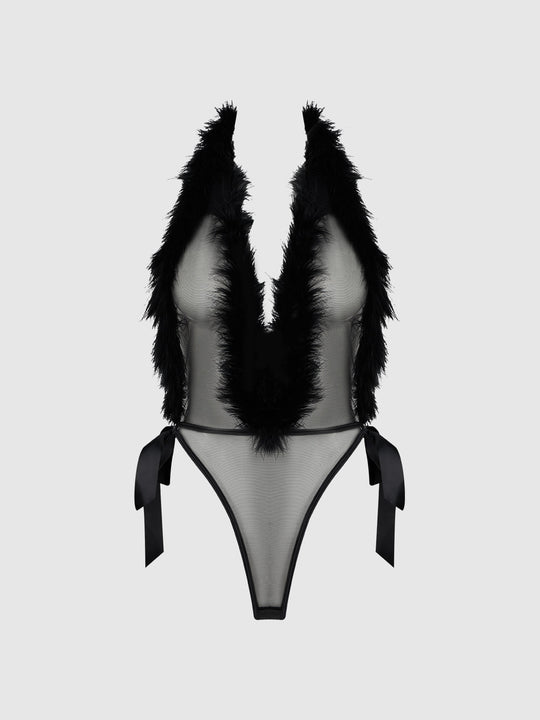 Marilyn Marabou & Mesh Plunge Teddy from Love It Curvy