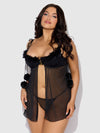 Marilyn Marabou & Mesh Babydoll & G-String Set from Love It Curvy