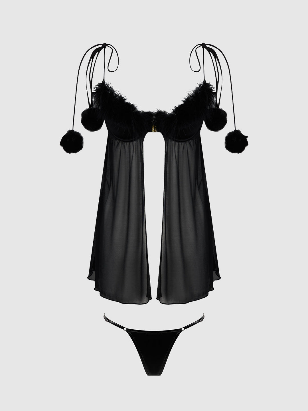 Marilyn Marabou &amp; Mesh Babydoll &amp; G-String Set from Love It Curvy