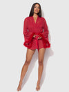 Marilyn Marabou & Mesh Short Robe from Love It Curvy