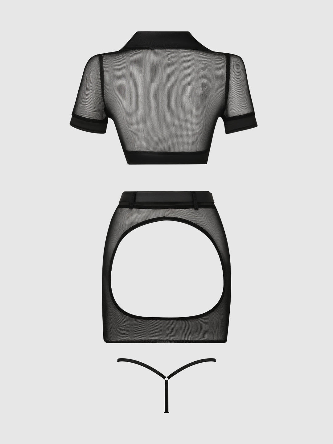 Under Arrest Mesh Top, Open Back Skirt, &amp; Cuffs Set from Love It Curvy