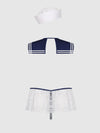 High Tied Sailor Teddy and Hat in Navy/White, product-only back view.