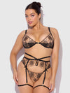 Delilah Embroidered Push Up Bra, Garter & Thong Set from Love It Curvy