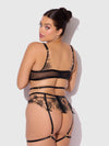 Delilah Embroidered Push Up Bra, Garter & Thong Set from Love It Curvy