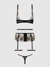 Delilah Embroidered Push Up Bra, Garter & Thong Set from Love It Curvy