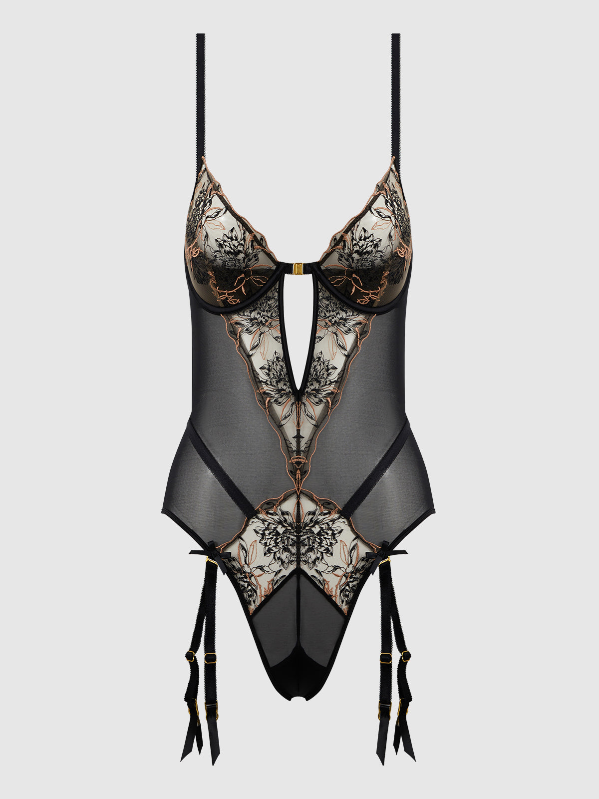 Delilah Embroidered Open Back Teddy | Love It Curvy Secondary image