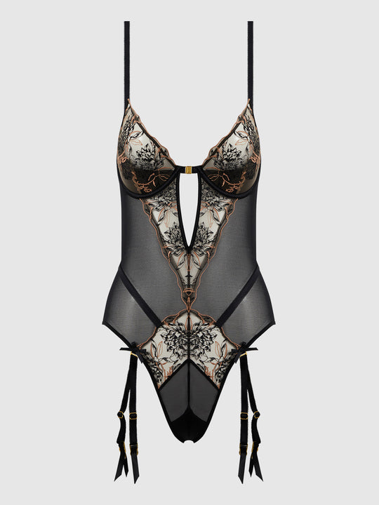 Delilah Embroidered Open Back Teddy from Love It Curvy