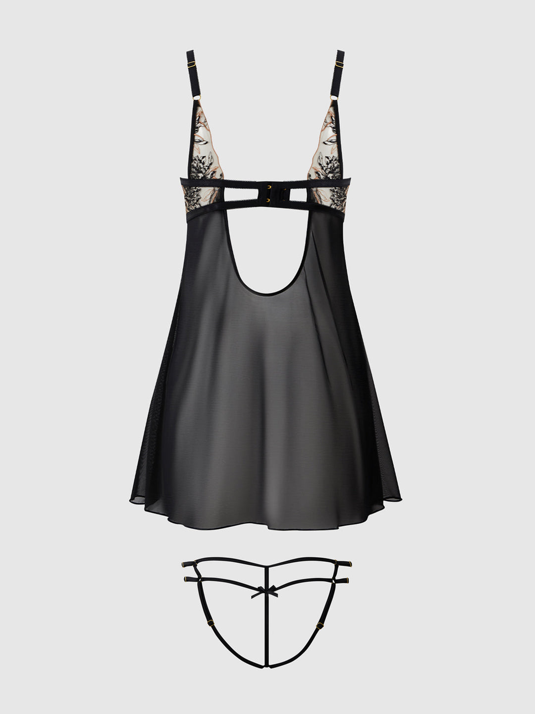 Delilah Embroidered &amp; Mesh Monowire Babydoll Set from Love It Curvy