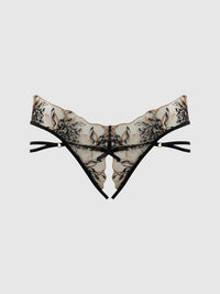 Delilah Embroidered Strappy Crotchless & Backless Hipster | Love It Curvy