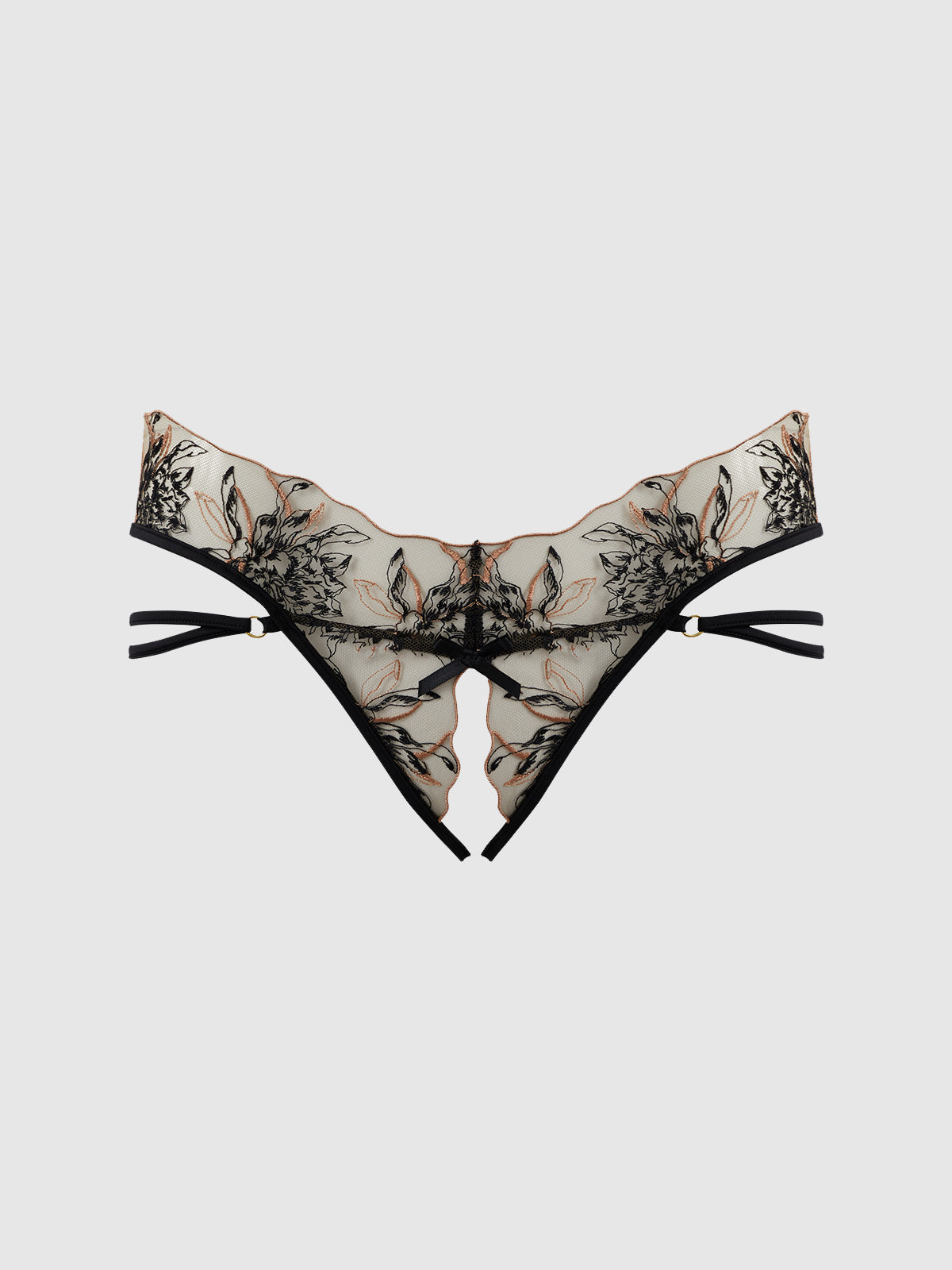 Delilah Embroidered Strappy Crotchless & Backless Hipster from Love It Curvy