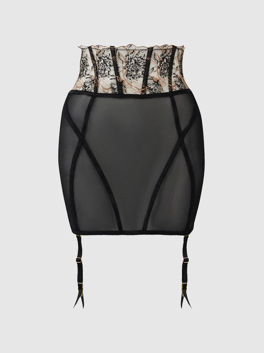 Delilah Embroidered Open Back Half Skirt from Love It Curvy