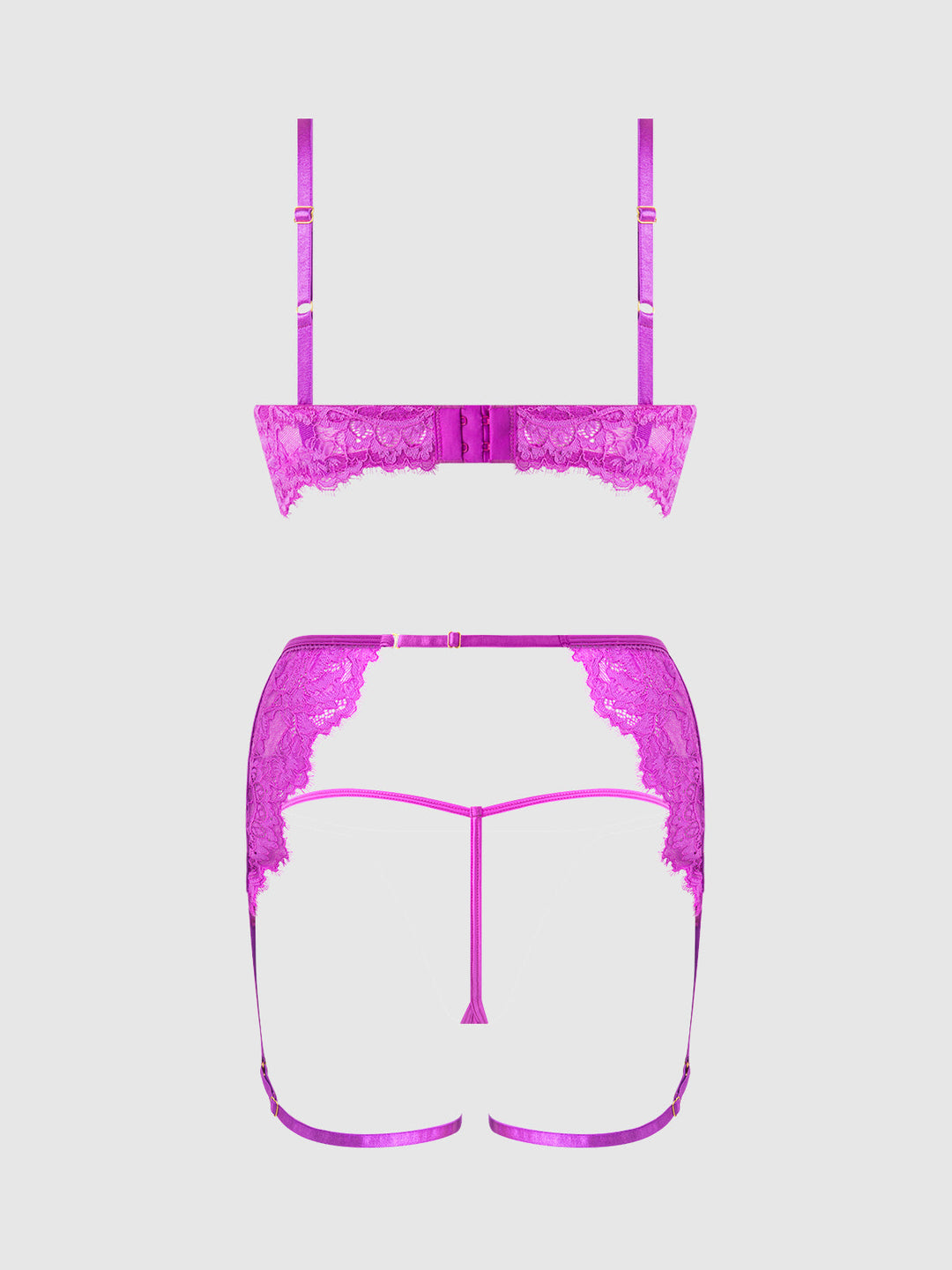 Reanna Lace &amp; Chain Bra, Garter &amp; G-String Set from Love It Curvy