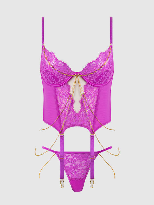 Reanna Lace & Chain Bustier & G-String Set from Love It Curvy