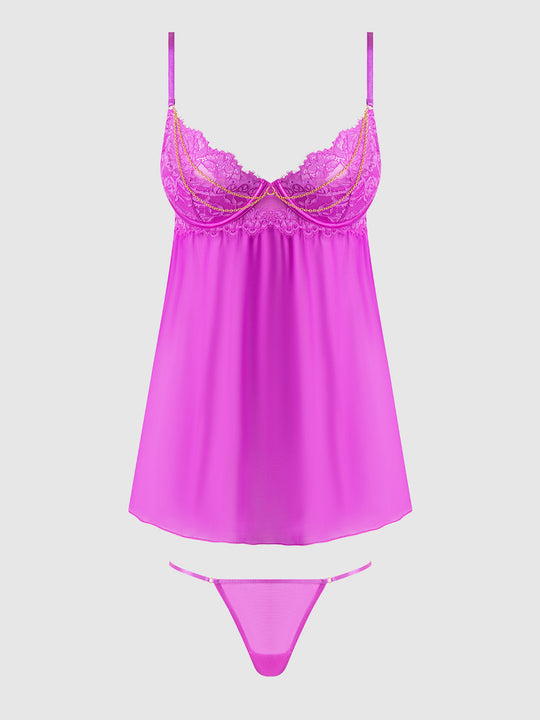Reanna Lace & Chain Babydoll & G-String Set from Love It Curvy