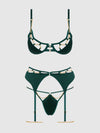 Evangeline Satin & Chain Bra, Thigh Garter & G-String Set from Love It Curvy
