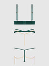 Evangeline Satin & Chain Bra, Thigh Garter & G-String Set from Love It Curvy