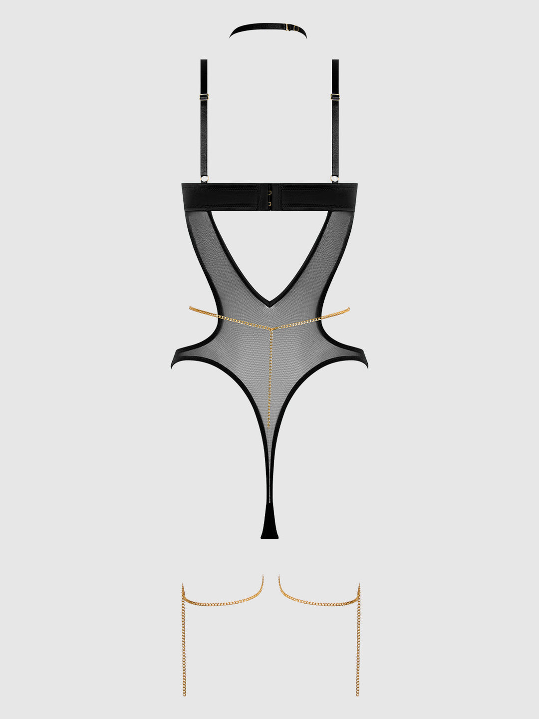 Evangeline Satin &amp; Chain Halter Teddy from Love It Curvy
