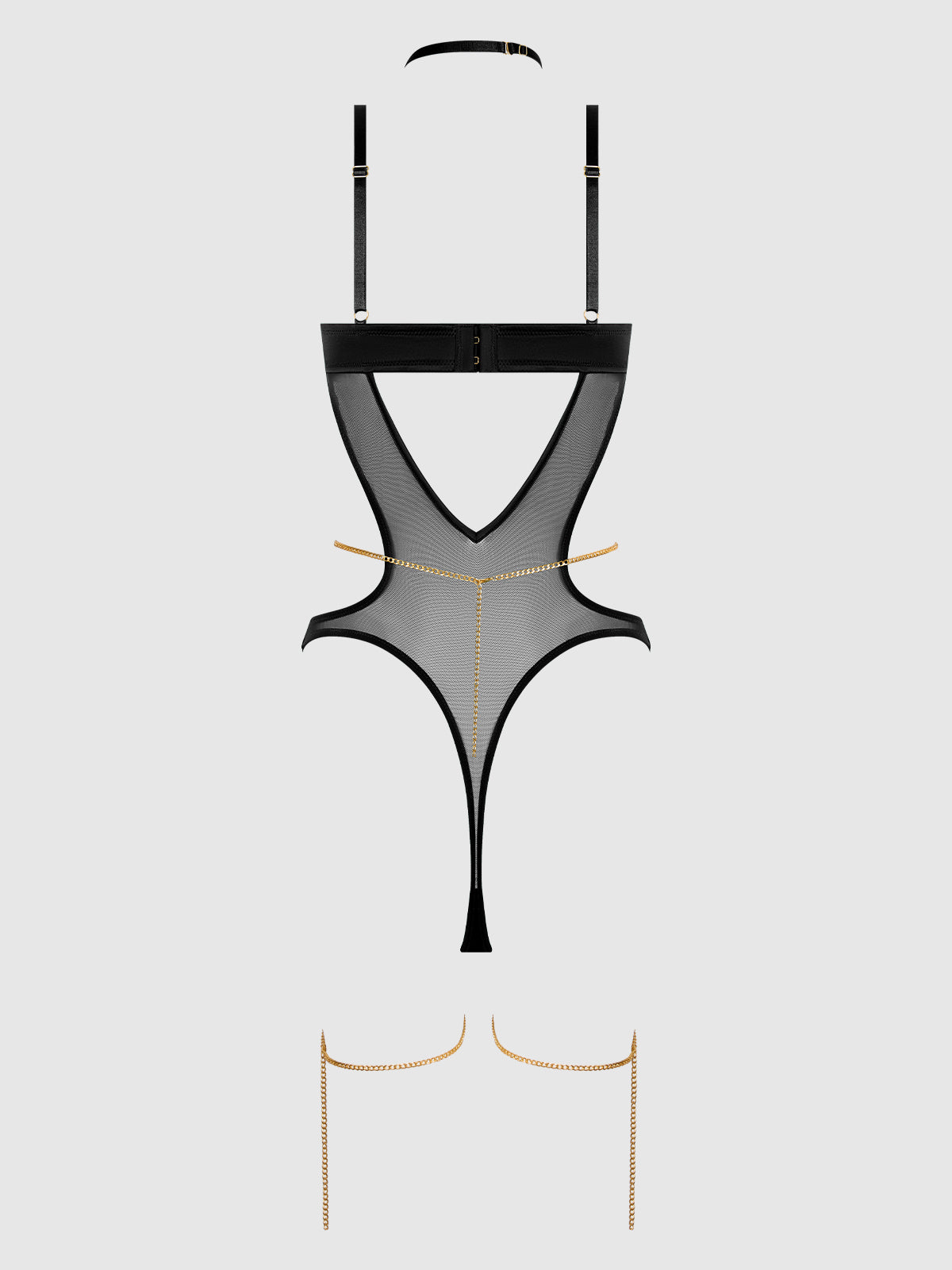 Evangeline Satin & Chain Halter Teddy from Love It Curvy