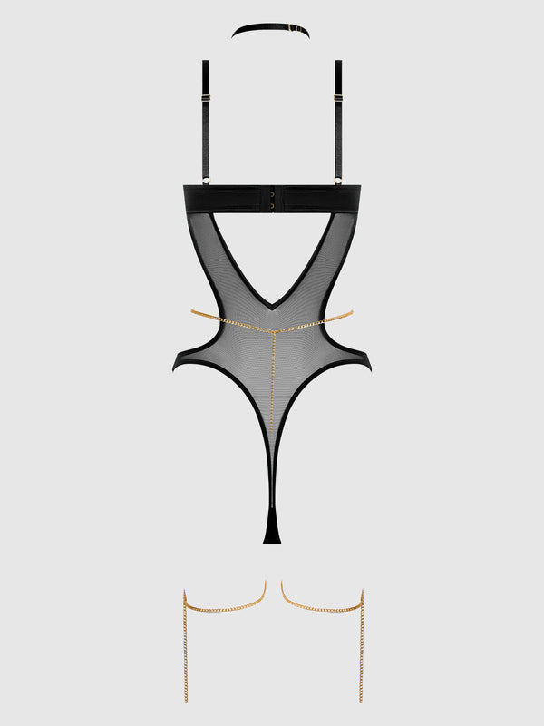 Evangeline Satin & Chain Halter Teddy from Love It Curvy