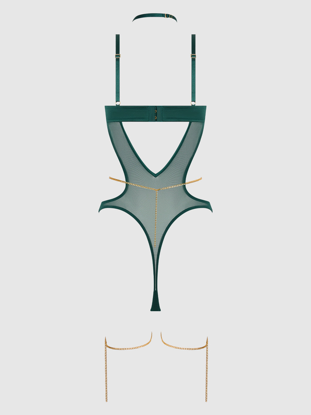 Evangeline Satin & Chain Halter Teddy from Love It Curvy