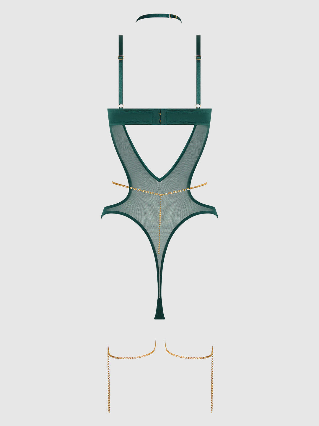 Evangeline Satin &amp; Chain Halter Teddy from Love It Curvy