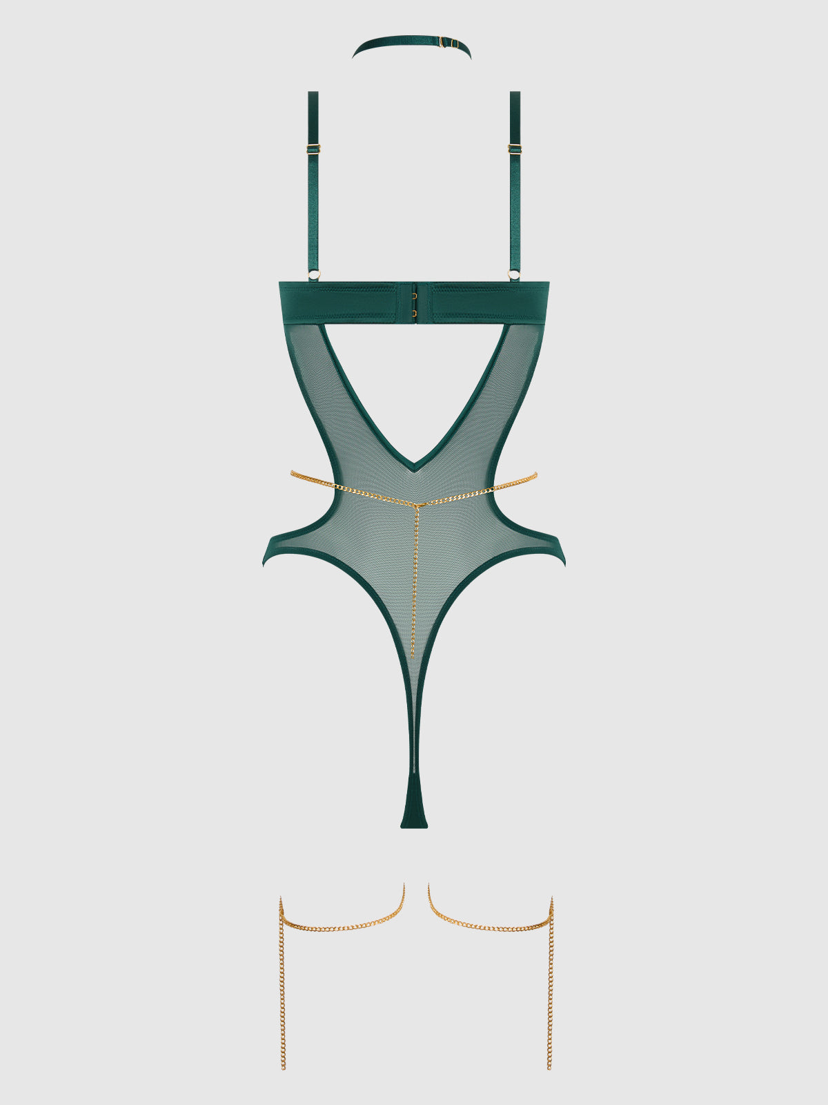 Evangeline Satin & Chain Halter Teddy from Love It Curvy