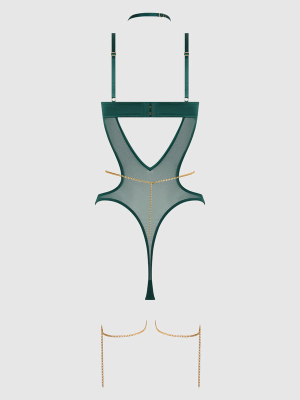 Evangeline Satin & Chain Halter Teddy from Love It Curvy