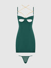 Evangeline Satin & Chain Cutout Cup & Open Back Chemise Set from Love It Curvy
