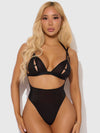 Yasmine Shimmer Mesh Slit Cup, Backless Teddy & Bralette Set from Love It Curvy