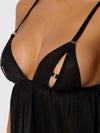 Yasmine Shimmer Mesh O-Ring Slit Cup Babydoll Set from Love It Curvy
