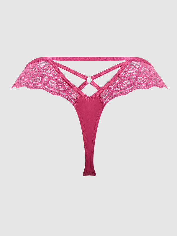 Vera Lace & Micro Strappy Back Thong from Love It Curvy