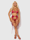 Love It Curvy Iryna Silky Micro & Rope Bra, Garter & Thong Set