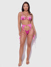 Love It Curvy Iryna Silky Micro & Rope Bra, Garter & Thong Set
